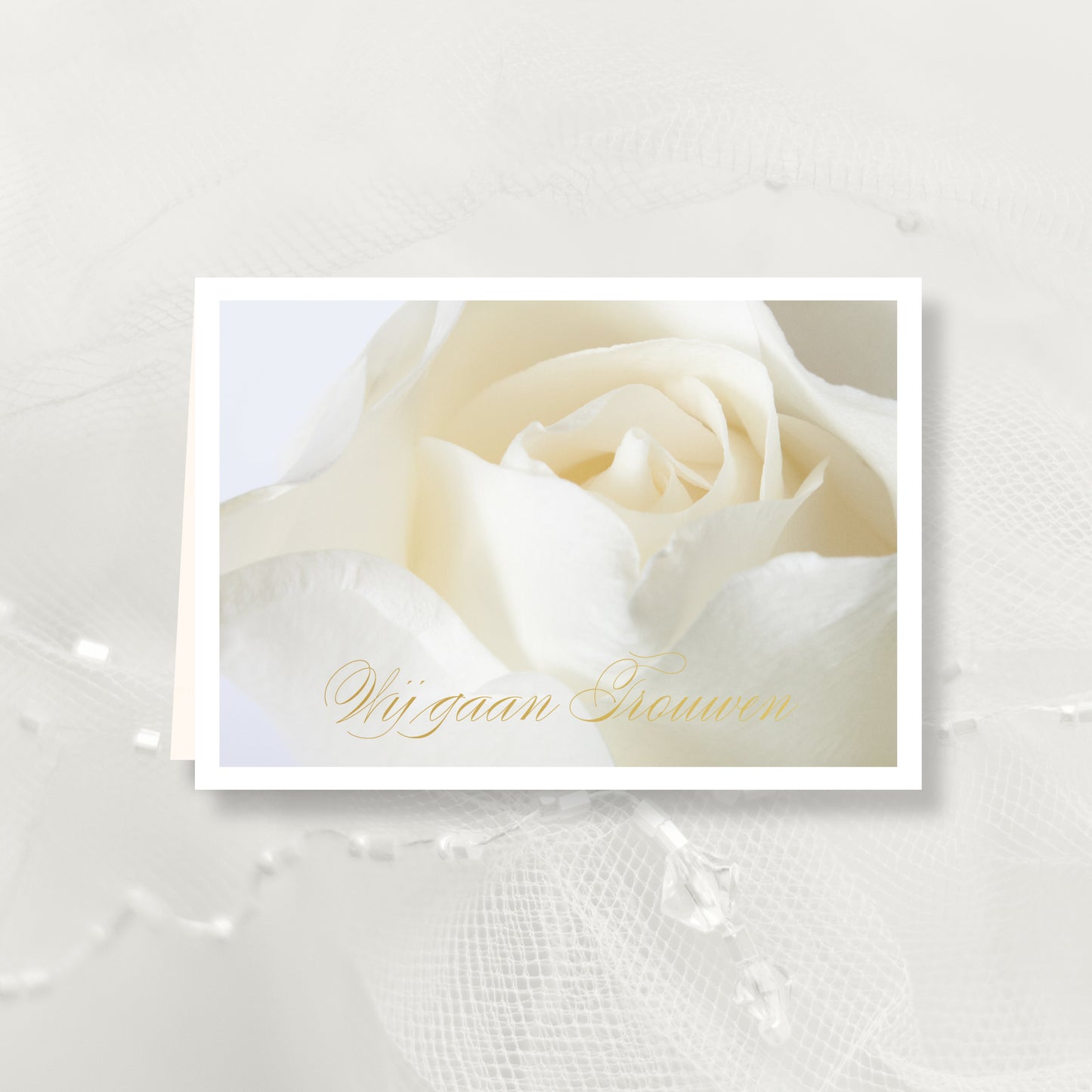 Trouwkaart Witte Roos