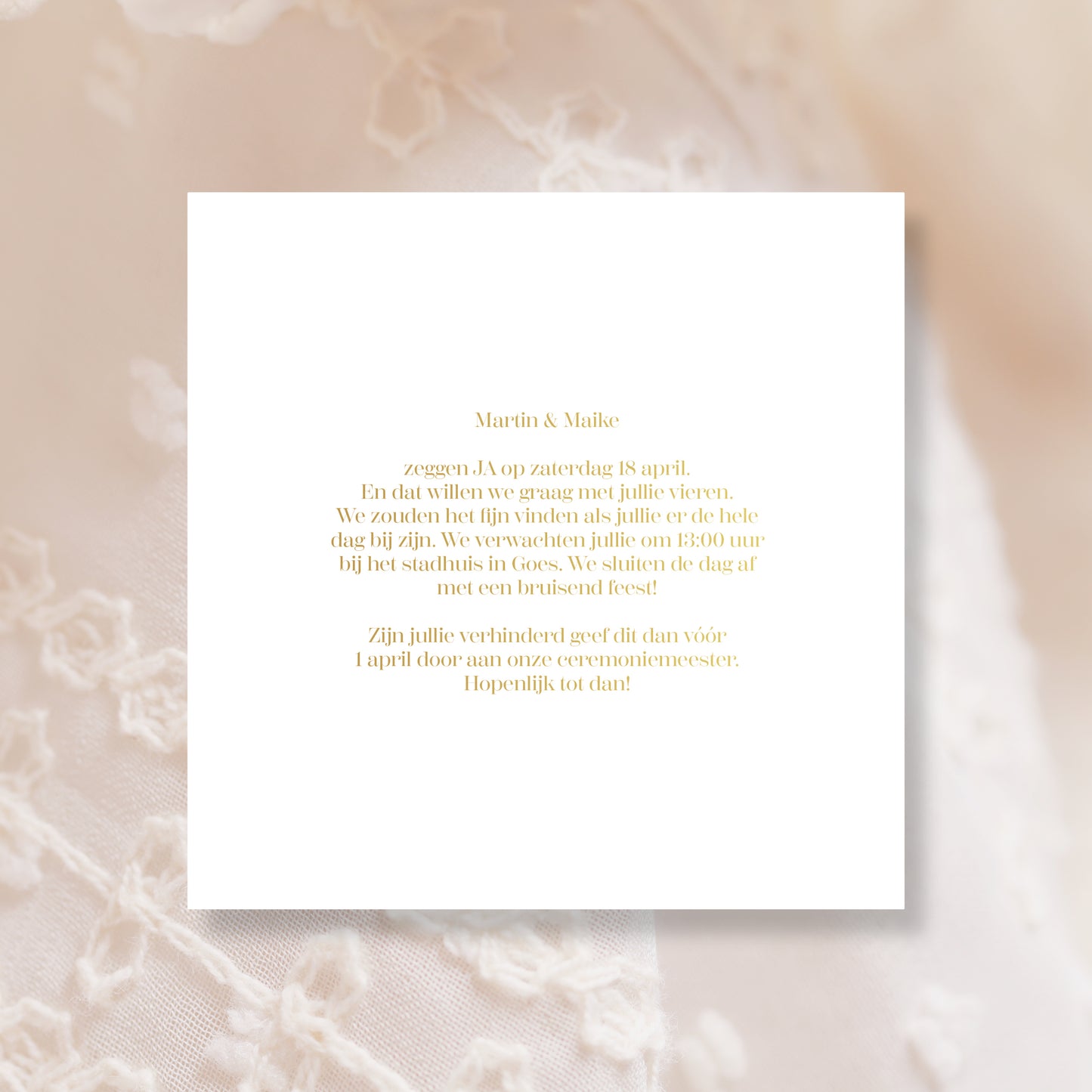 Trouwkaart Brushed Gold - Groen