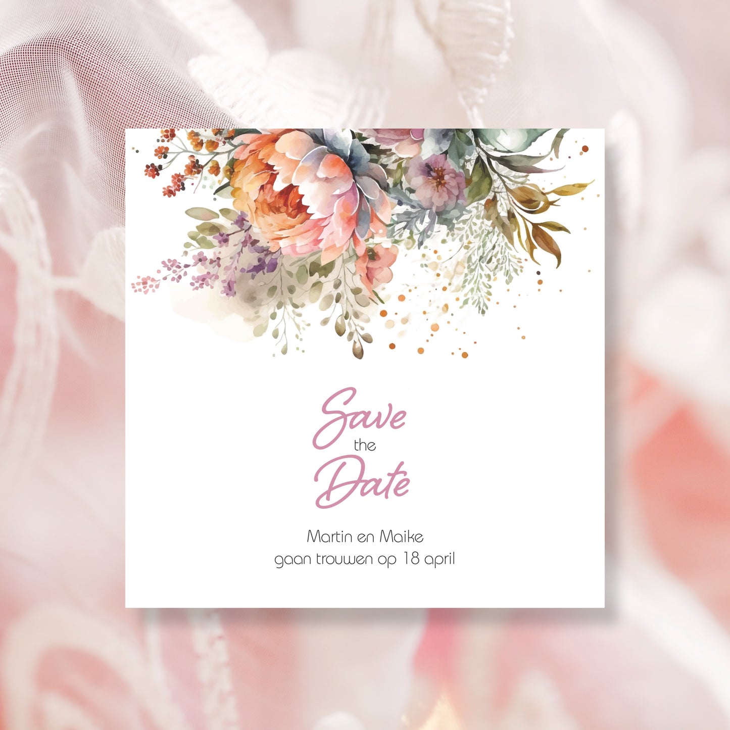 Hochzeitskarte Abstrakte Blumen (personalisiert)