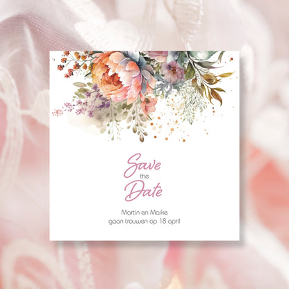 Hochzeitskarte Abstrakte Blumen (personalisiert)