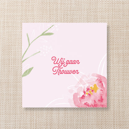 Trouwkaart Blush Bloom - Roze