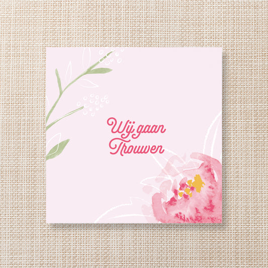 Trouwkaart Blush Bloom - Roze