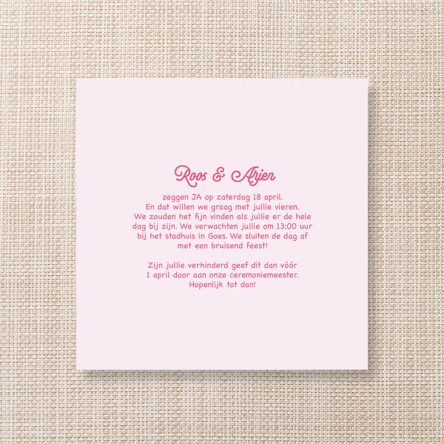 Trouwkaart Blush Bloom - Roze