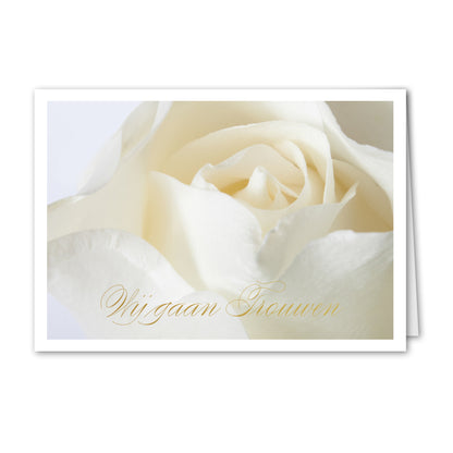 Trouwkaart Witte Roos (gepersonaliseerd)