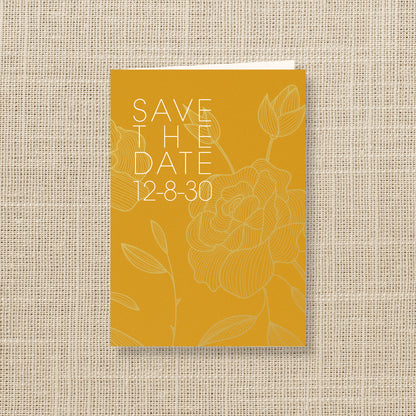 Trouwkaart Save the Date Geel Goud