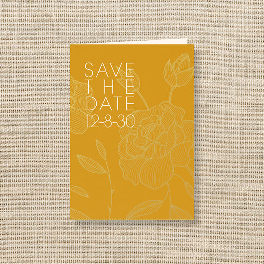 Hochzeitskarte Save the Date Gelbgold (personalisiert)