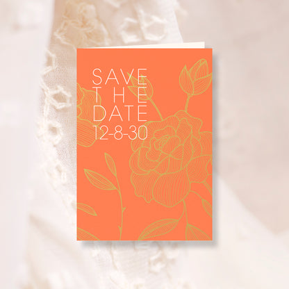 Trouwkaart Save the Date Oranje Goud