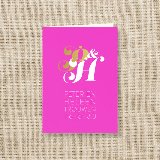 Hochzeitskarte Typografie Roségold (personalisiert)