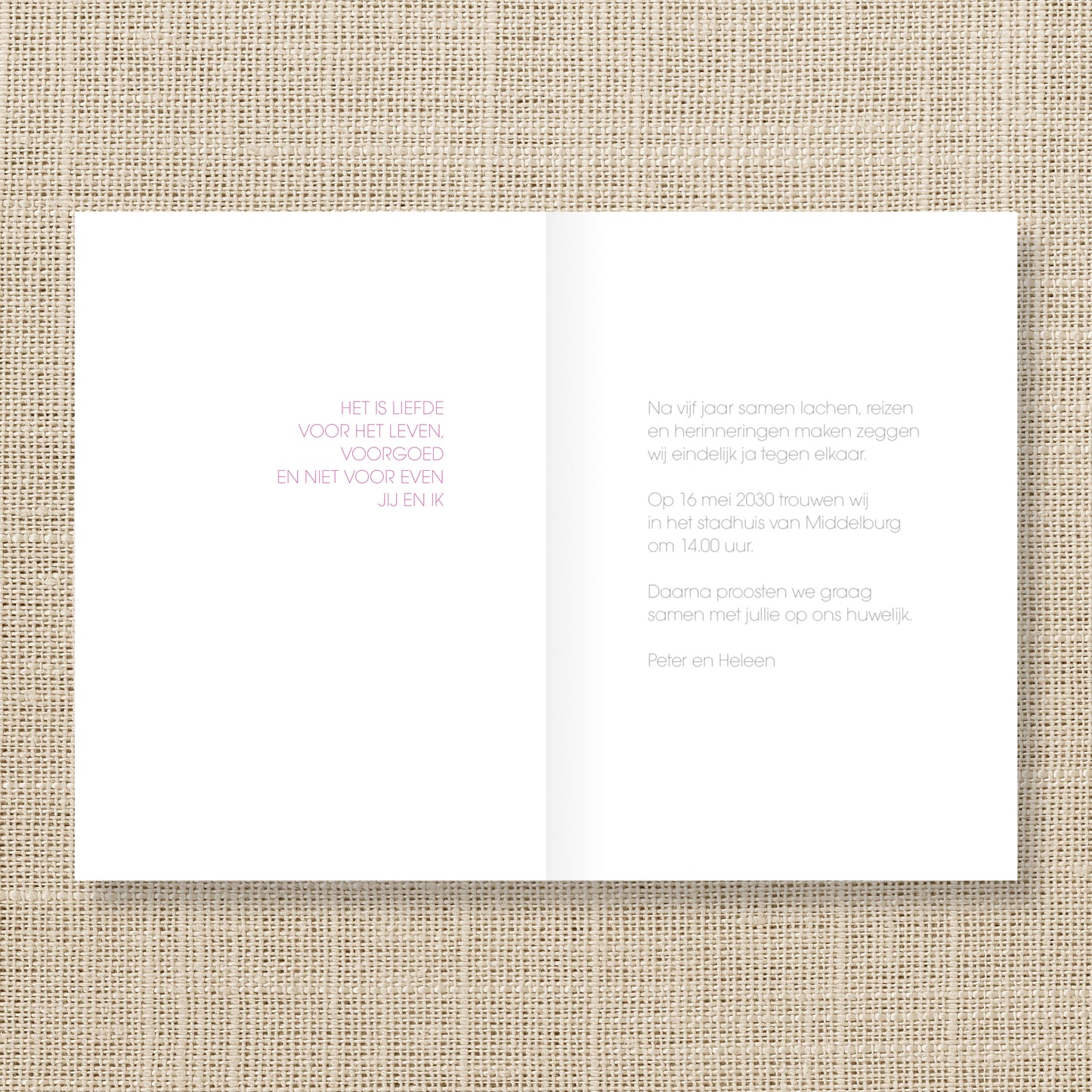 Trouwkaart Typografie Roze Goud