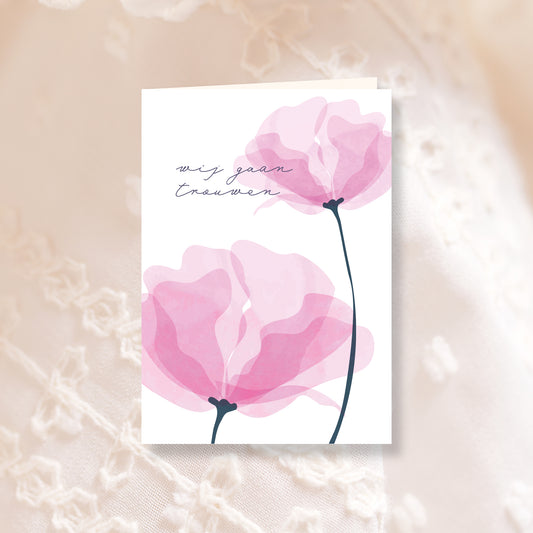 Trouwkaart Fine Floral Roze