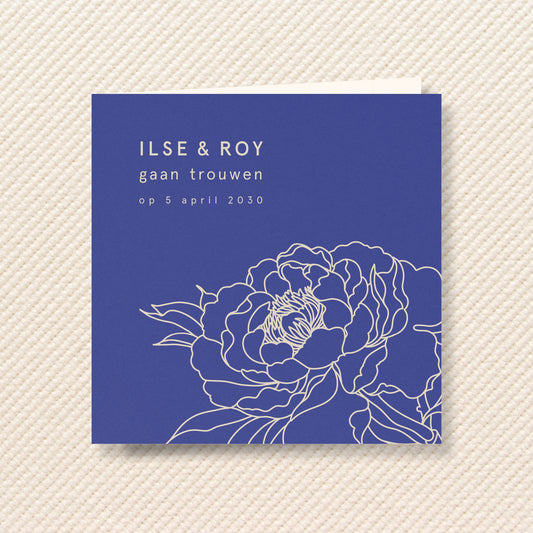 Trouwkaart Wildflower Blauw